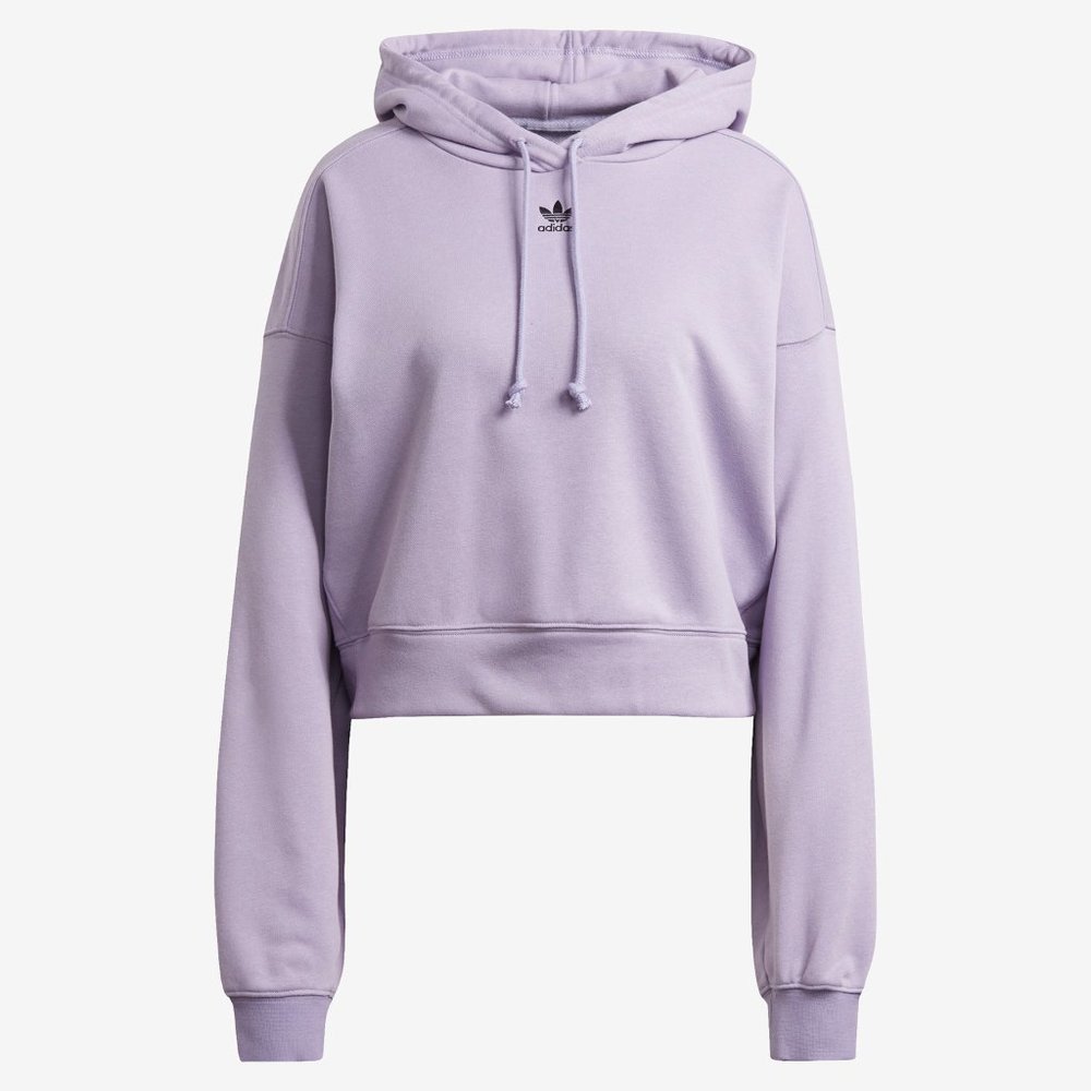 adidas Originals Women's Loungewear Adicolor Essentials Cropped Purple Hoodie XS